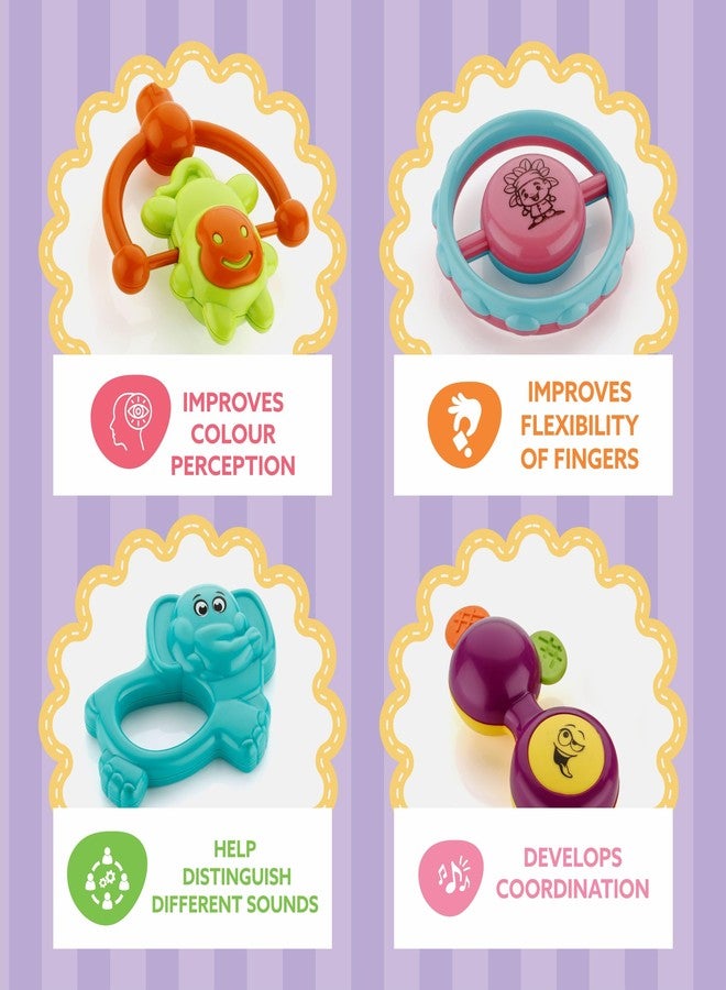 Cable World Set of 6 Premium Rattle Set, Colourful Plastic Non Toxic 6 Attractive Rattles and Teathers for New Borns Multi Color - Image 5